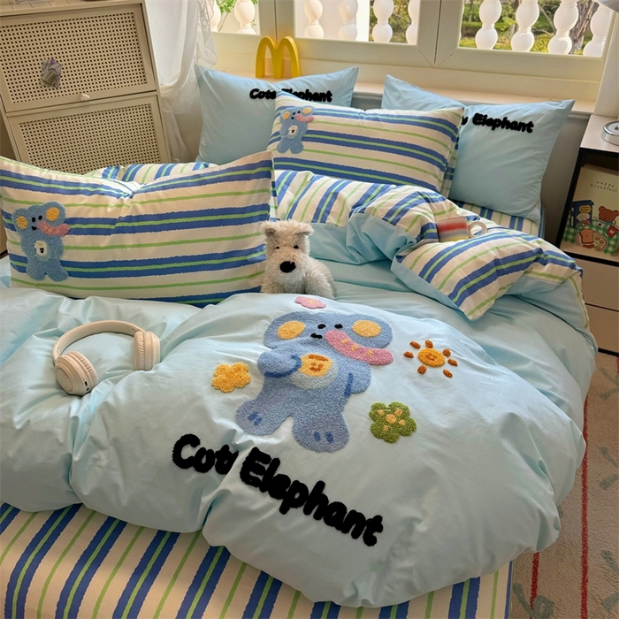 91家纺网 家纺一手货源 找家纺 启程2025全棉13372毛巾绣四件套 贝斯象