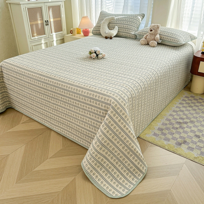 91家纺网 家纺一手货源 找家纺 梵朴 2025新款跑量款纯棉印花床盖三件套 洛可可