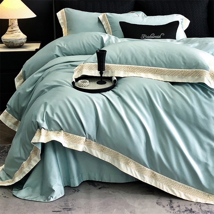 91家纺网 家纺一手货源 找家纺 2025新款全棉长绒棉刺绣四件套-迪克斯 迪克斯-绿