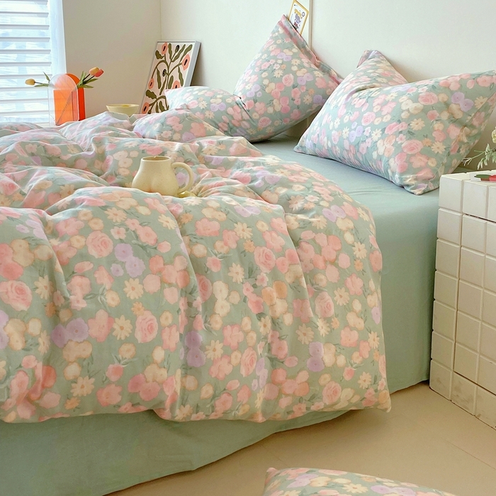 91家纺网 家纺一手货源 找家纺 于果 2025新款全棉双层纱四件套第四批 手捧玫瑰