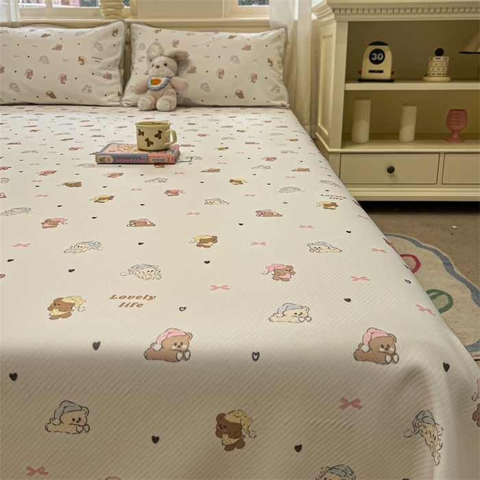 91家纺网 家纺一手货源 找家纺 星座家纺 2025新款斜纹提花凉感丝凉席床单款三件套 游园会