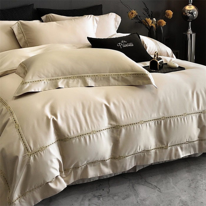 91家纺网 家纺一手货源 找家纺 2025新款全棉长绒棉刺绣四件套-慕研 慕研-香槟