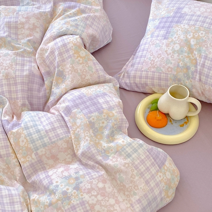 91家纺网 家纺一手货源 找家纺 于果 2025新款全棉双层纱四件套第四批 山花浪漫