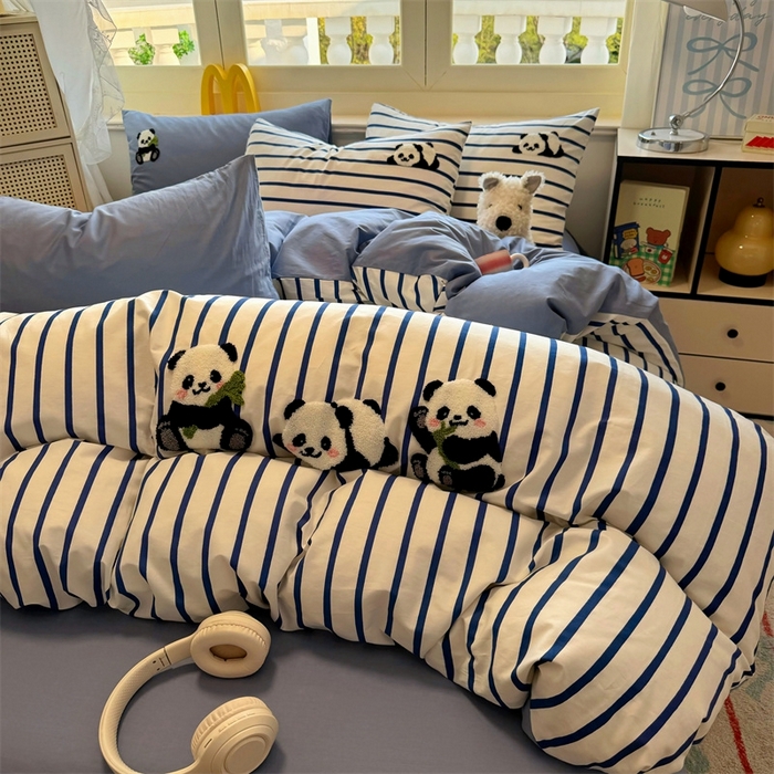 91家纺网 家纺一手货源 找家纺 启程2025全棉13372毛巾绣四件套 熊猫panda