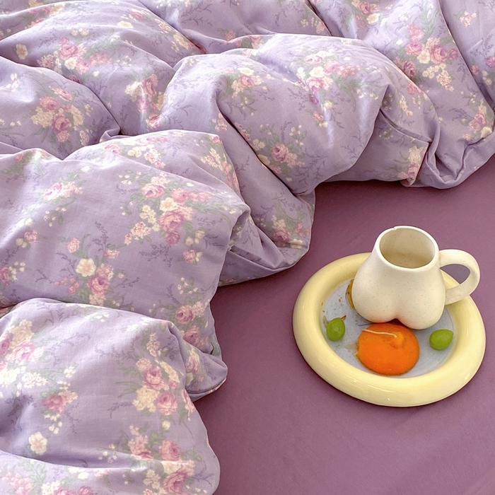 91家纺网 家纺一手货源 找家纺 于果 2025新款全棉双层纱四件套第四批 豆蔻紫