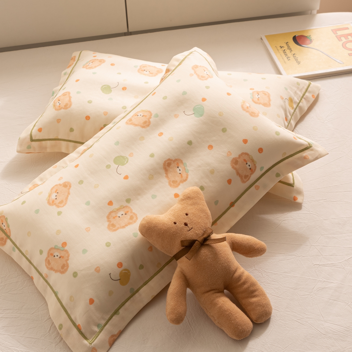 91家纺网 家纺一手货源 找家纺 （总）萌番宝 2025新款A类全棉纯棉水洗双层纱卡通儿童单枕套信封枕单枕套 枕套单件