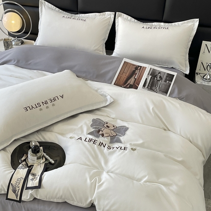 91家纺网 家纺一手货源 找家纺 （总）汣沐生活 2025新款高克重水洗天竺棉贴布刺绣款四件套