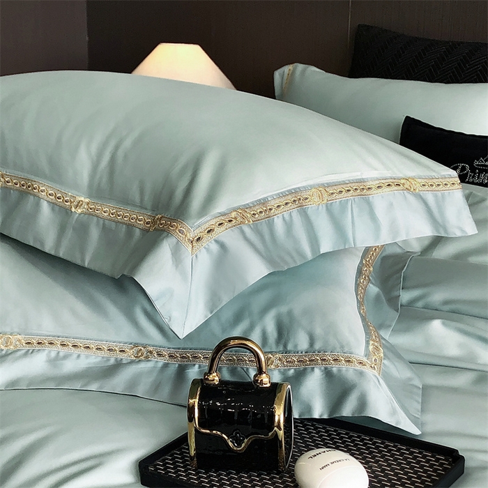 91家纺网 家纺一手货源 找家纺 2025新款全棉长绒棉刺绣四件套-慕研 慕研-松绿