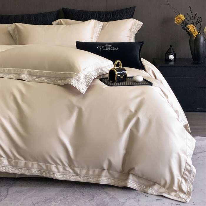 91家纺网 家纺一手货源 找家纺 2025新款全棉长绒棉刺绣四件套-迷宫 迷宫-香槟