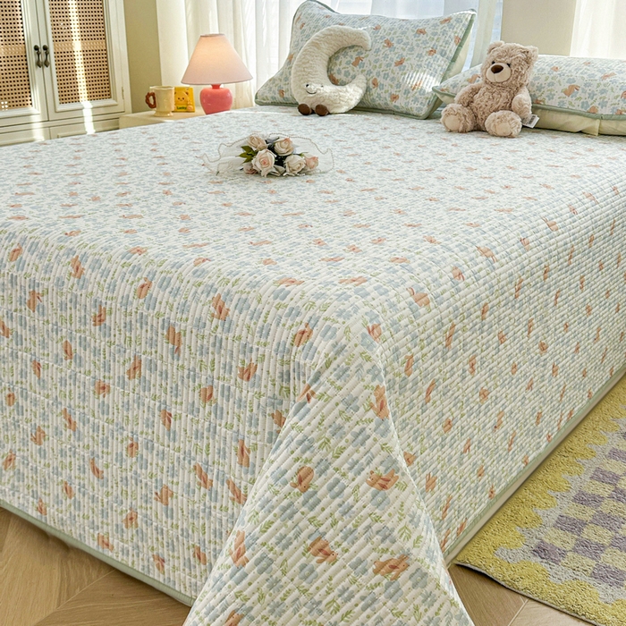 91家纺网 家纺一手货源 找家纺 梵朴 2025新款跑量款纯棉印花床盖三件套 玉兔