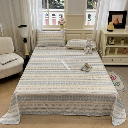 星座家纺 2025新款斜纹提花凉感丝凉席床单款三件套 古韵