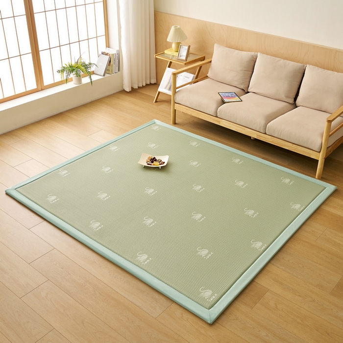 91家纺网 家纺一手货源 找家纺 锦丝钰床垫 2025新款真凉感冰豆豆天鹅系列地垫 冰豆豆-天鹅绿