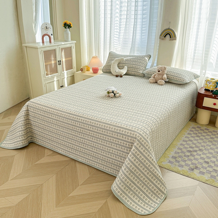 91家纺网 家纺一手货源 找家纺 梵朴 2025新款跑量款纯棉印花床盖三件套 洛可可