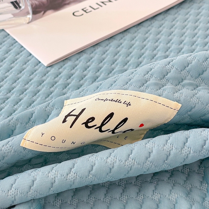 91家纺网 家纺一手货源 找家纺 吉象2025新款A类床笠款软凉席 饼干格湖蓝