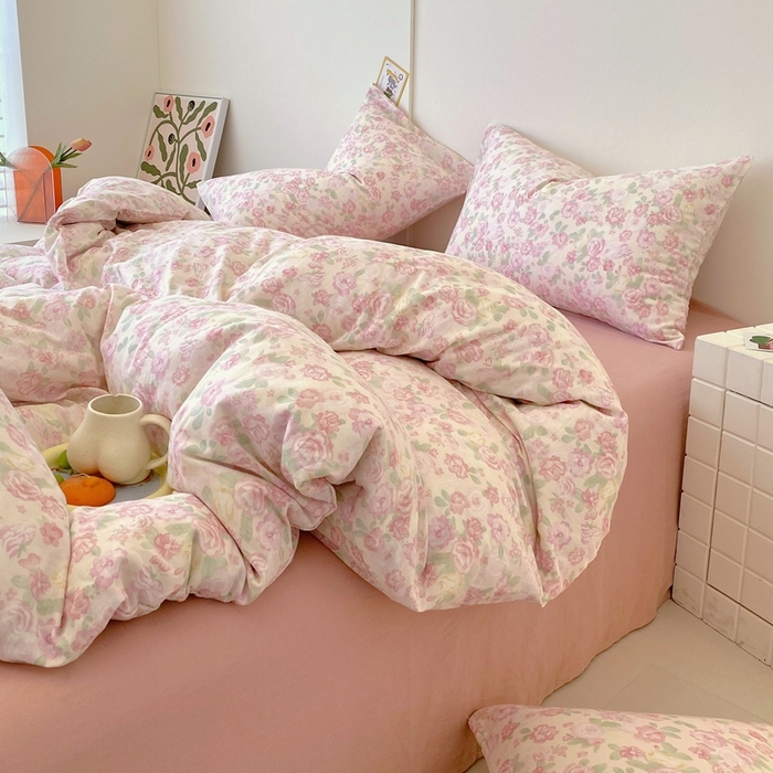 91家纺网 家纺一手货源 找家纺 于果 2025新款全棉双层纱四件套第四批 欧若拉