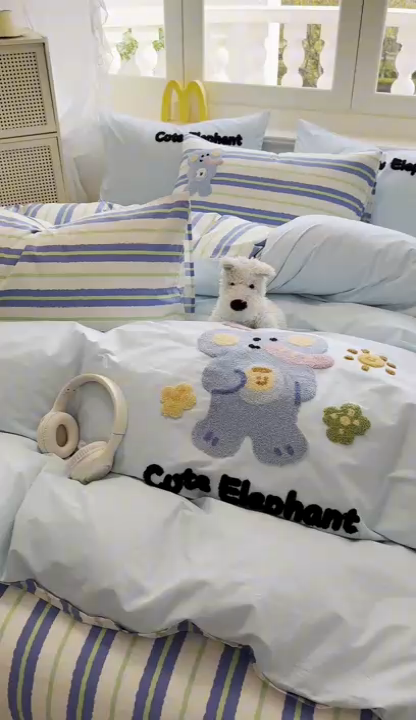 91家纺网 家纺一手货源 找家纺 启程2025全棉13372毛巾绣四件套 贝斯象