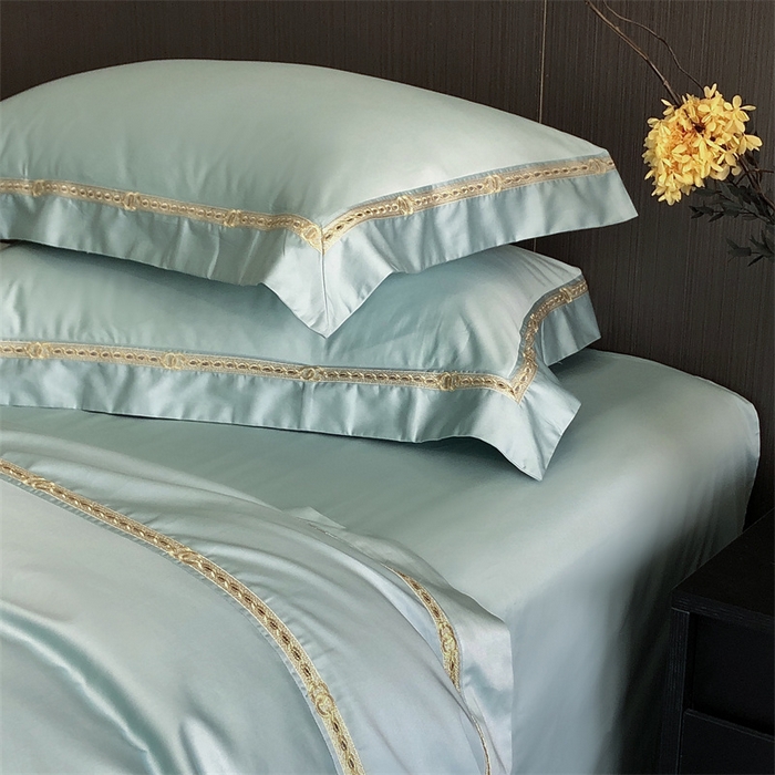 91家纺网 家纺一手货源 找家纺 2025新款全棉长绒棉刺绣四件套-慕研 慕研-松绿