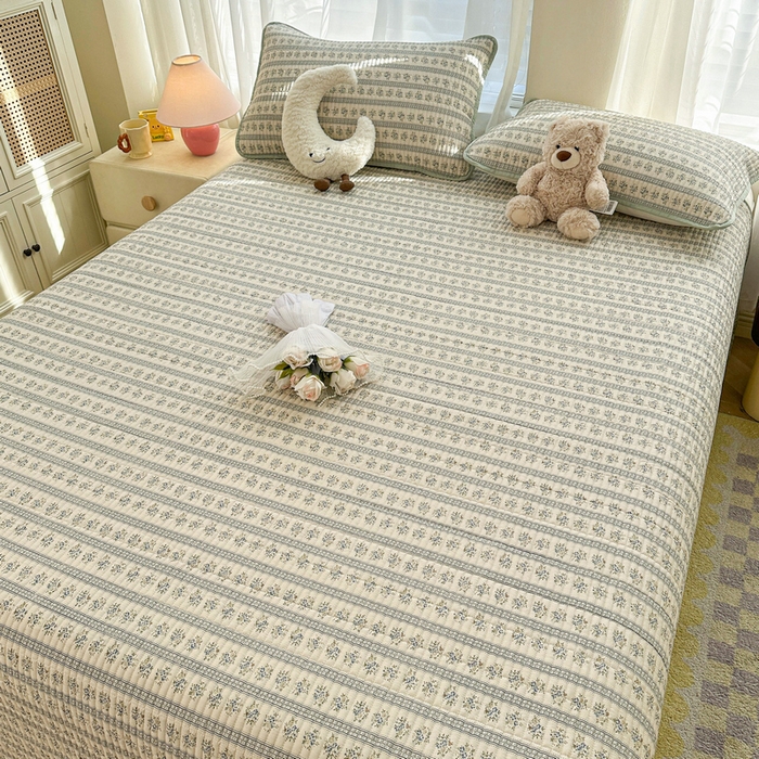 91家纺网 家纺一手货源 找家纺 梵朴 2025新款跑量款纯棉印花床盖三件套 洛可可