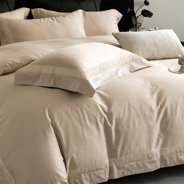 91家纺网 家纺一手货源 找家纺 2025新款全棉长绒棉刺绣四件套-时光 时光-金