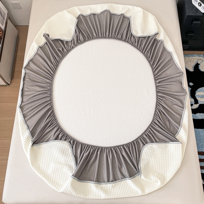 91家纺网 家纺一手货源 找家纺 吉象2025新款A类床笠款软凉席 饼干格象牙白