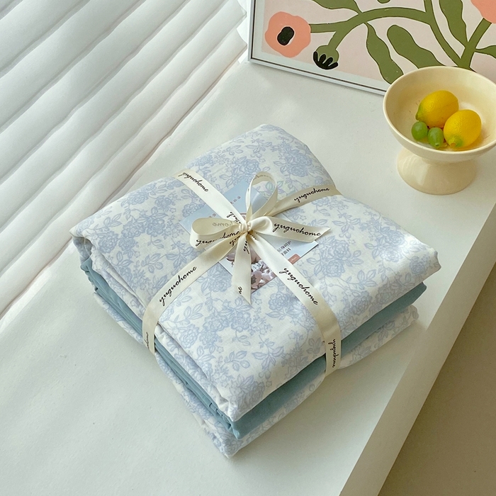 91家纺网 家纺一手货源 找家纺 于果 2025新款全棉双层纱四件套第四批 洛克庄园