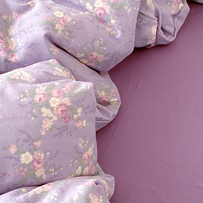 91家纺网 家纺一手货源 找家纺 于果 2025新款全棉双层纱四件套第四批 豆蔻紫