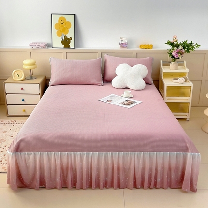 91家纺网 家纺一手货源 找家纺 （总）情煊 2025新款a类凉感冰豆豆床裙冰豆豆凉席床盖