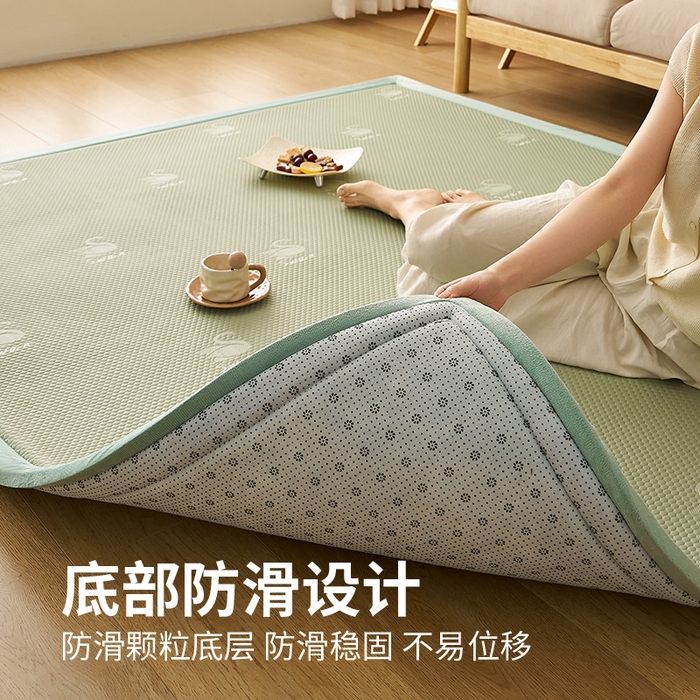91家纺网 家纺一手货源 找家纺 锦丝钰床垫 2025新款真凉感冰豆豆天鹅系列地垫 冰豆豆-天鹅绿