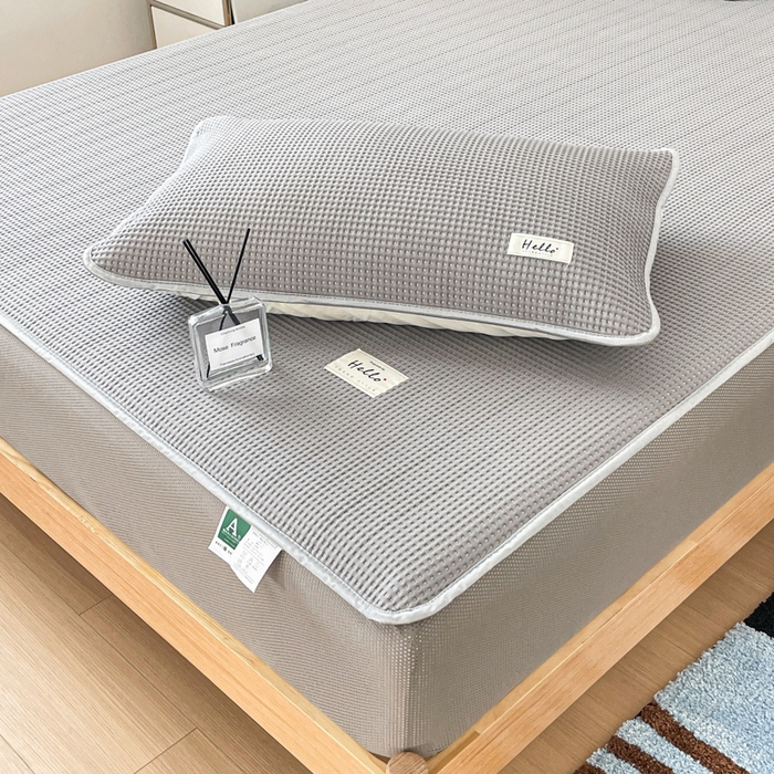 91家纺网 家纺一手货源 找家纺 吉象2025新款A类床笠款软凉席 华夫格高级灰