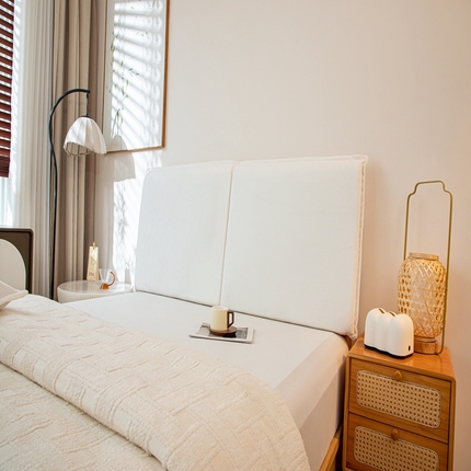 91家纺网 家纺一手货源 找家纺 沐沐家纺 2026新款灯芯绒床头平板大靠背 白色