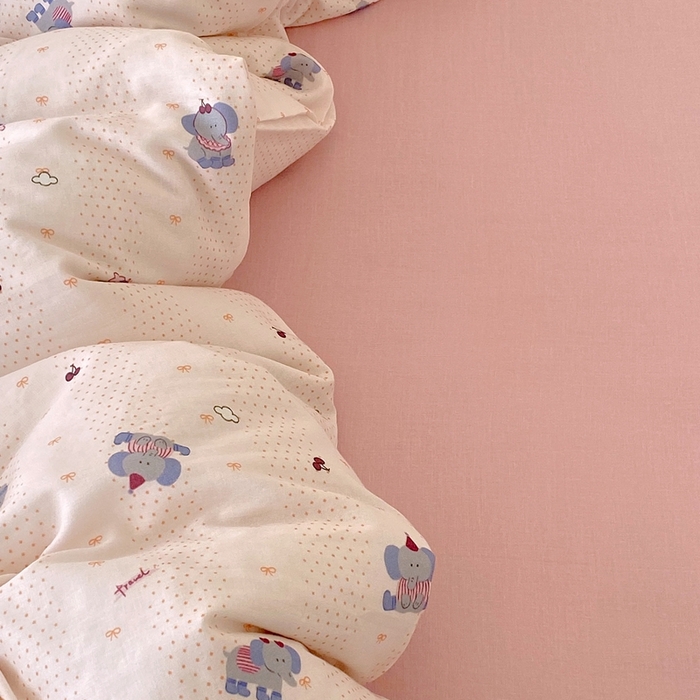 91家纺网 家纺一手货源 找家纺 于果 2025新款全棉双层纱四件套第四批 嘟嘟象