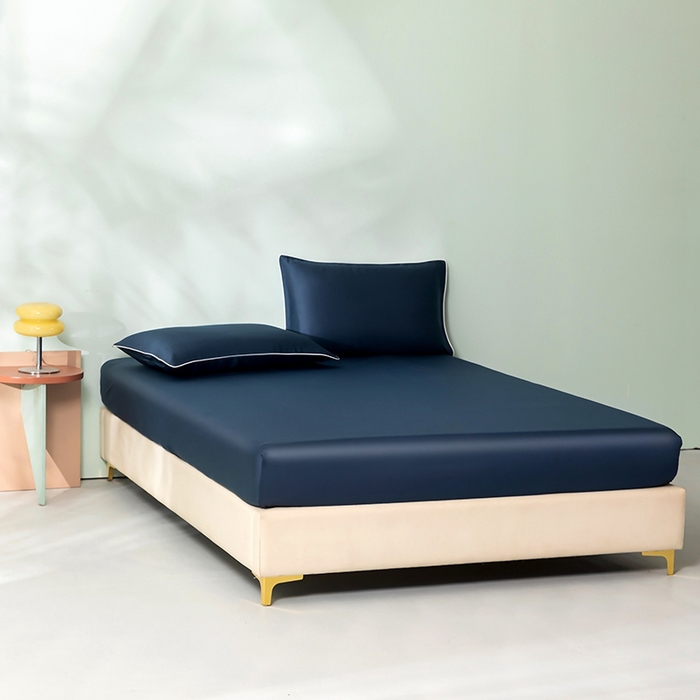 91家纺网 家纺一手货源 找家纺 百寐  2025新款素色纯色100s兰精天丝床单床笠 床笠-宝石蓝