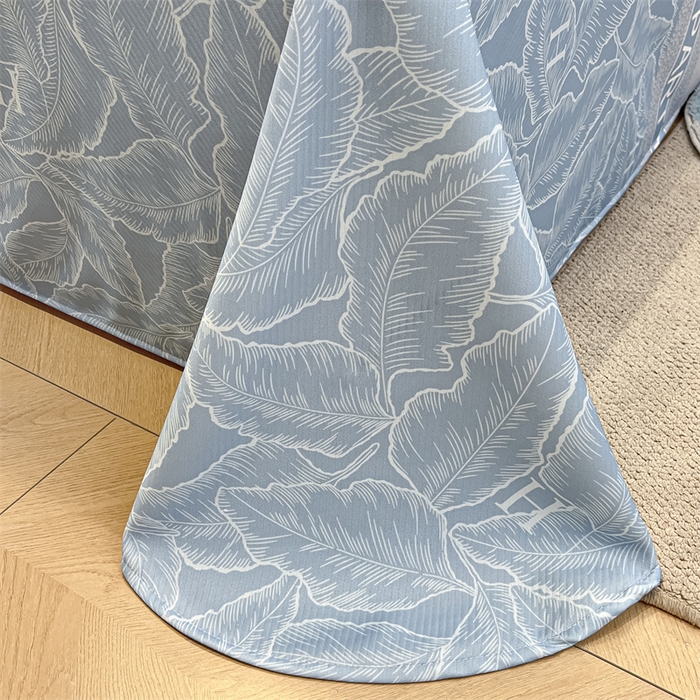 91家纺网 家纺一手货源 找家纺 星座家纺 2025新款斜纹提花凉感丝凉席床单款三件套 叶之语-蓝