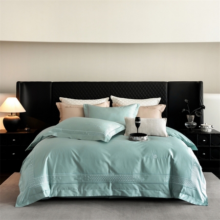 保罗圣迪奥 2025新款全棉长绒棉刺绣四件套-星光 星光-绿