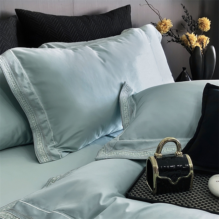 91家纺网 家纺一手货源 找家纺 2025新款全棉长绒棉刺绣四件套-迷宫 迷宫-翠绿