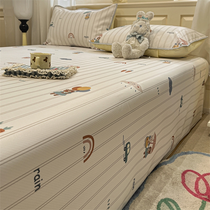 91家纺网 家纺一手货源 找家纺 星座家纺 2025新款斜纹提花凉感丝凉席床单款三件套 悠悠小元