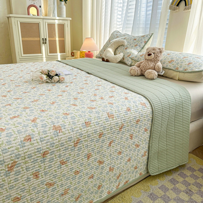 91家纺网 家纺一手货源 找家纺 梵朴 2025新款跑量款纯棉印花床盖三件套 玉兔