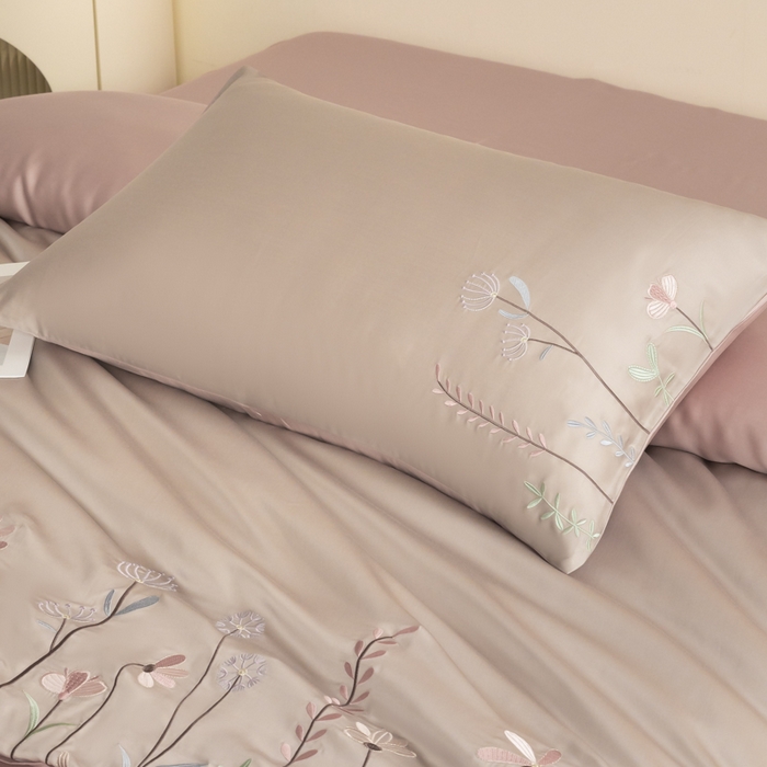 91家纺网 家纺一手货源 找家纺 618家纺 2025新款60S100支进口兰精天丝四件套-初夏 天丝初夏灰粉