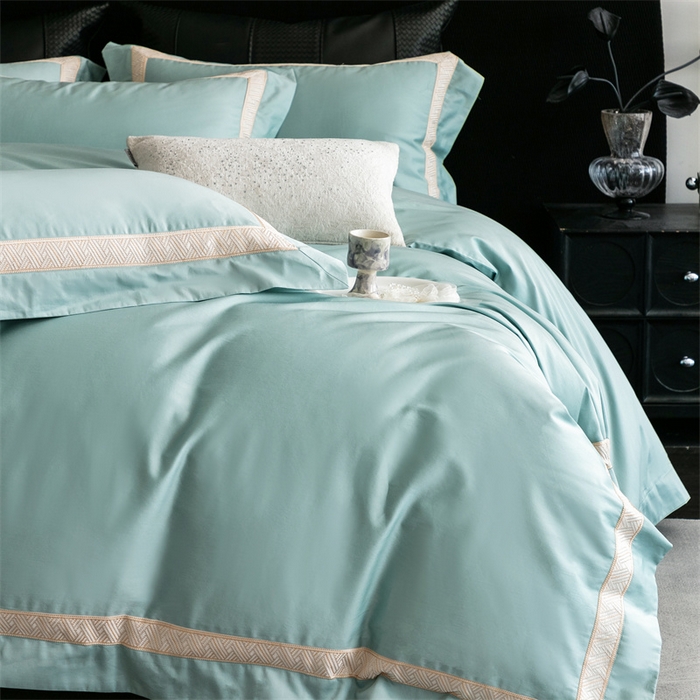 91家纺网 家纺一手货源 找家纺 2025新款全棉长绒棉刺绣四件套-时光 时光-绿