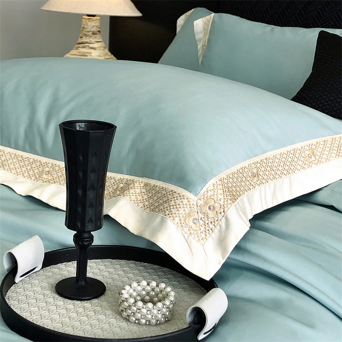 91家纺网 家纺一手货源 找家纺 2025新款全棉长绒棉刺绣四件套-迪克斯 迪克斯-绿