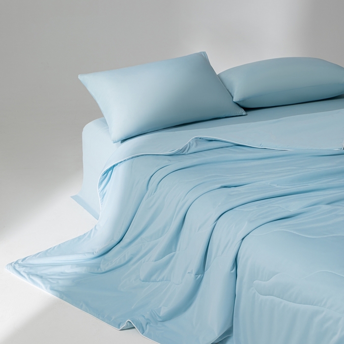 91家纺网 家纺一手货源 找家纺 样样红被业 2025新款抗菌凉感丝夏被 蓝色