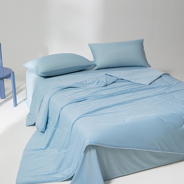 91家纺网 家纺一手货源 找家纺 样样红被业 2025新款抗菌凉感丝夏被 蓝色