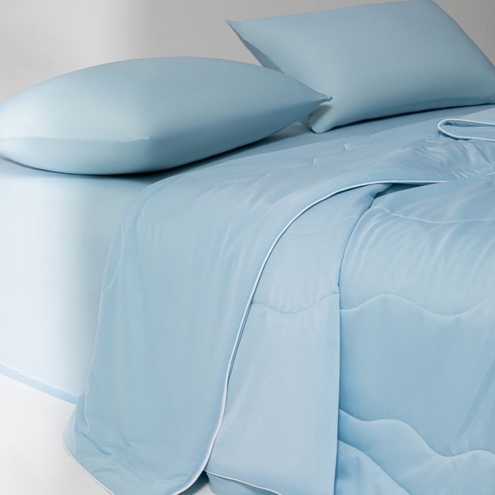 91家纺网 家纺一手货源 找家纺 样样红被业 2025新款抗菌凉感丝夏被 蓝色