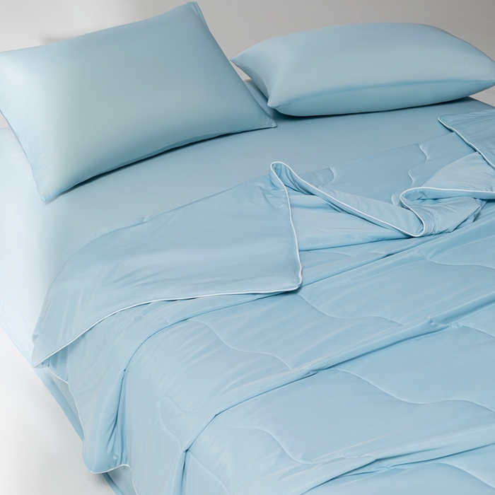 91家纺网 家纺一手货源 找家纺 样样红被业 2025新款抗菌凉感丝夏被 蓝色