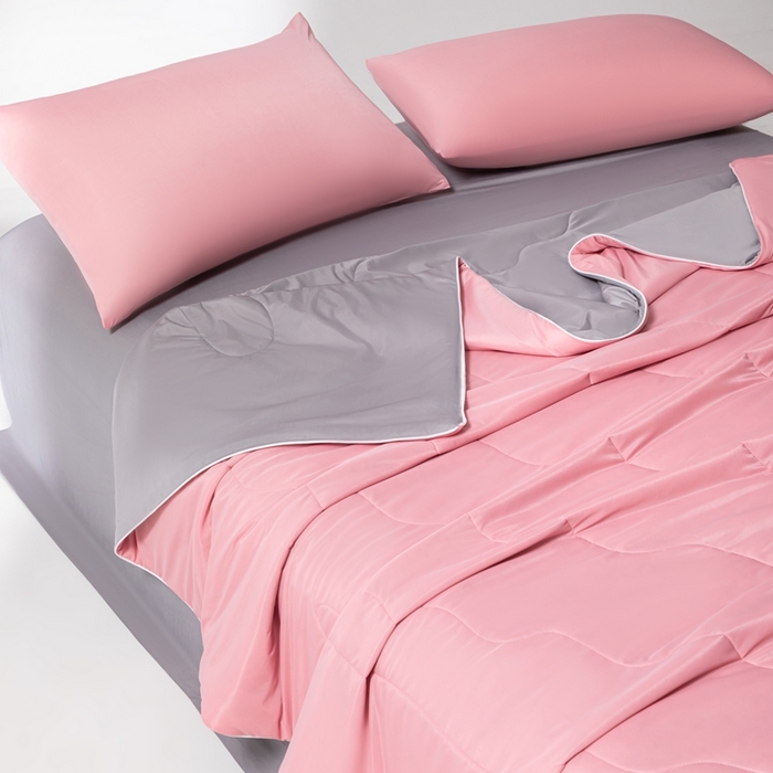 91家纺网 家纺一手货源 找家纺 样样红被业 2025新款抗菌凉感丝夏被 豆沙+灰