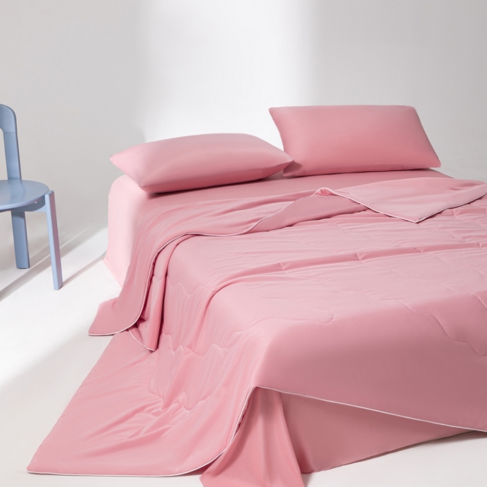 91家纺网 家纺一手货源 找家纺 样样红被业 2025新款抗菌凉感丝夏被 豆沙色