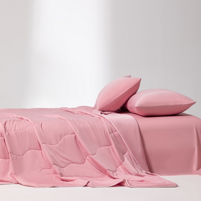 91家纺网 家纺一手货源 找家纺 样样红被业 2025新款抗菌凉感丝夏被 豆沙色