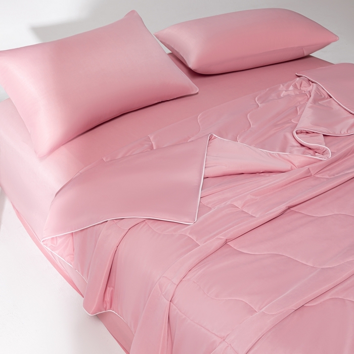 91家纺网 家纺一手货源 找家纺 样样红被业 2025新款抗菌凉感丝夏被 豆沙色