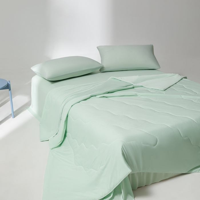 91家纺网 家纺一手货源 找家纺 样样红被业 2025新款抗菌凉感丝夏被 水绿色