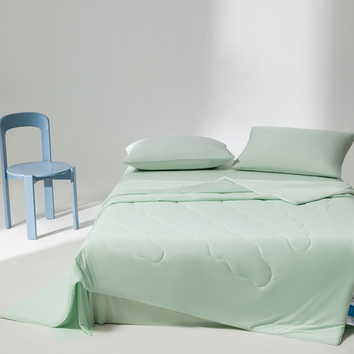 91家纺网 家纺一手货源 找家纺 样样红被业 2025新款抗菌凉感丝夏被 水绿色